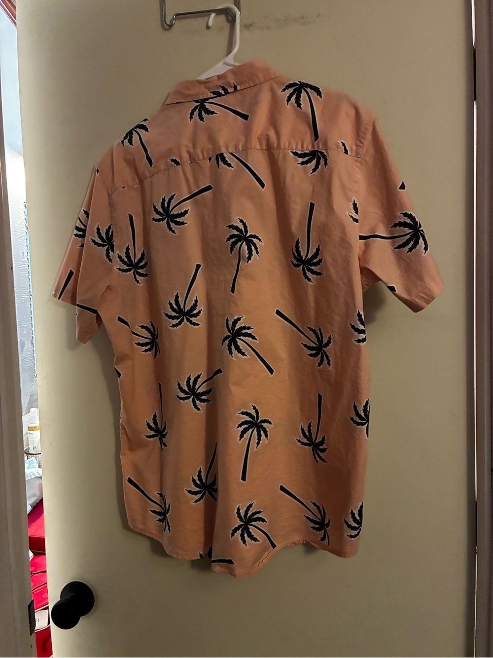 Casual Palm Print Short-Sleeve Shirt - Peach Men’s Large - Picture 5 of 5
